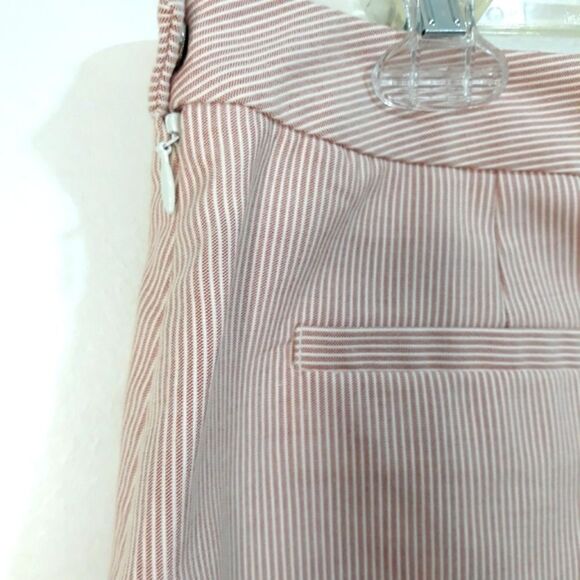 Brooks Brothers woven in Italy Skirt striped  white pink front size 14 c… - Picture 8 of 12